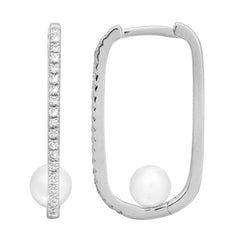 Jai's 14K White Gold Pearl & Diamond Paperclip Hoops