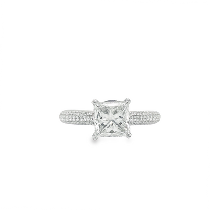 Tacori's 18K White Gold Princess-cut Crescent Diamond Engagement Ring