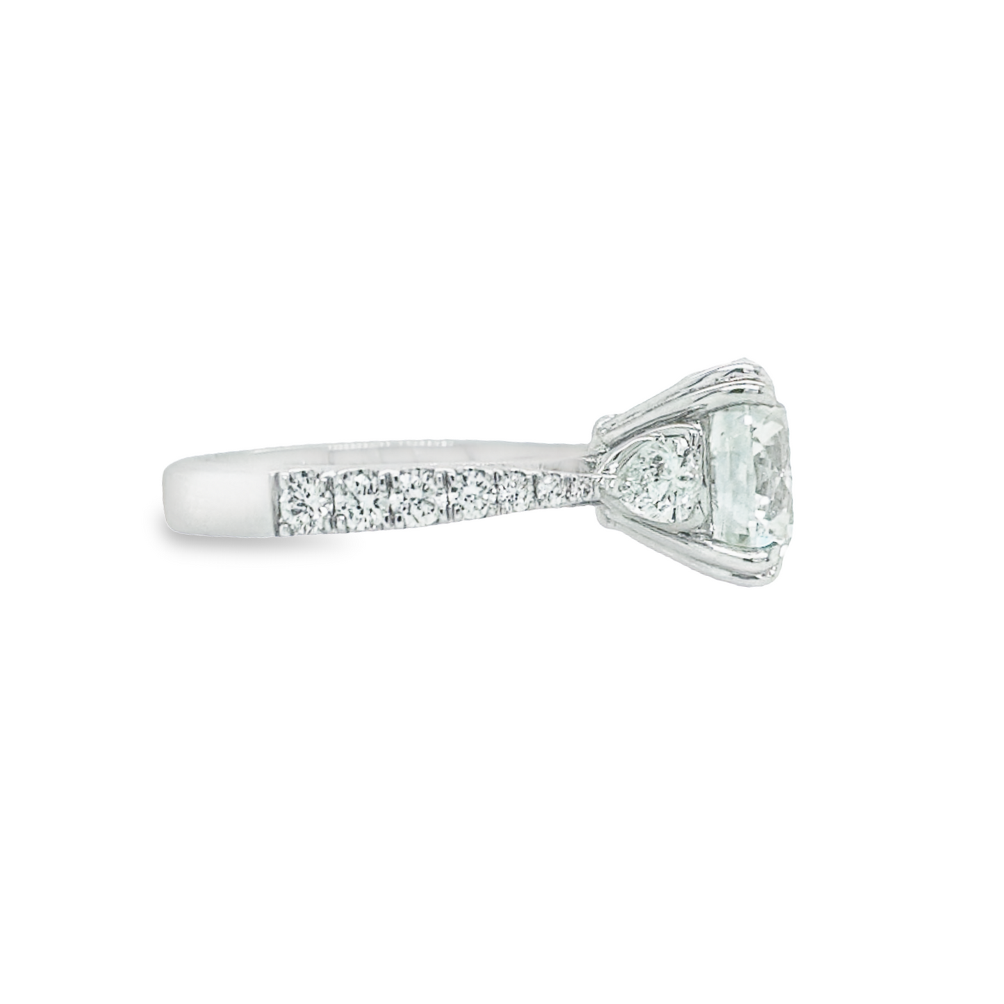Jai's 18K White Gold Tri-stone Engagement Ring