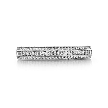 Tacori's 18K White Gold Classic Crescent Half-way Diamond Wedding Band