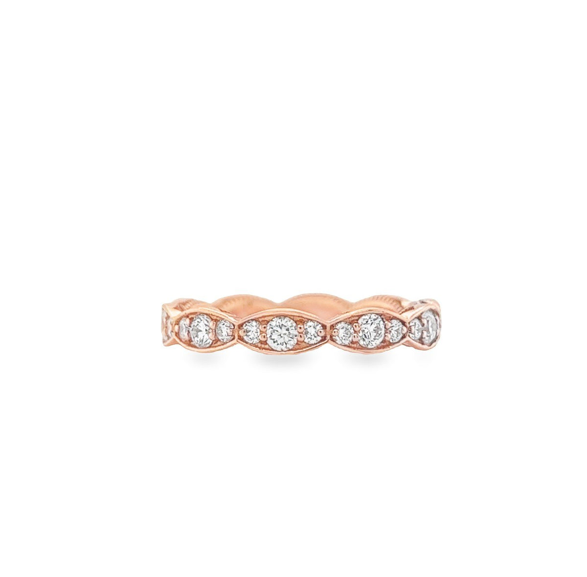 Tacori's 18K Rose Gold Sculpted Crescent Eternity Diamond Wedding Band