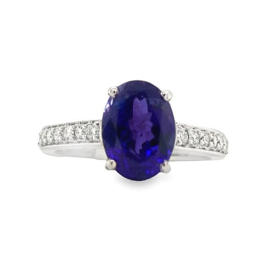 Jai's 14K White Gold Oval Tanzanite & Diamond Ring