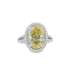 Hans Krieger's 18K White Gold Oval Yellow Diamond Engagement Ring