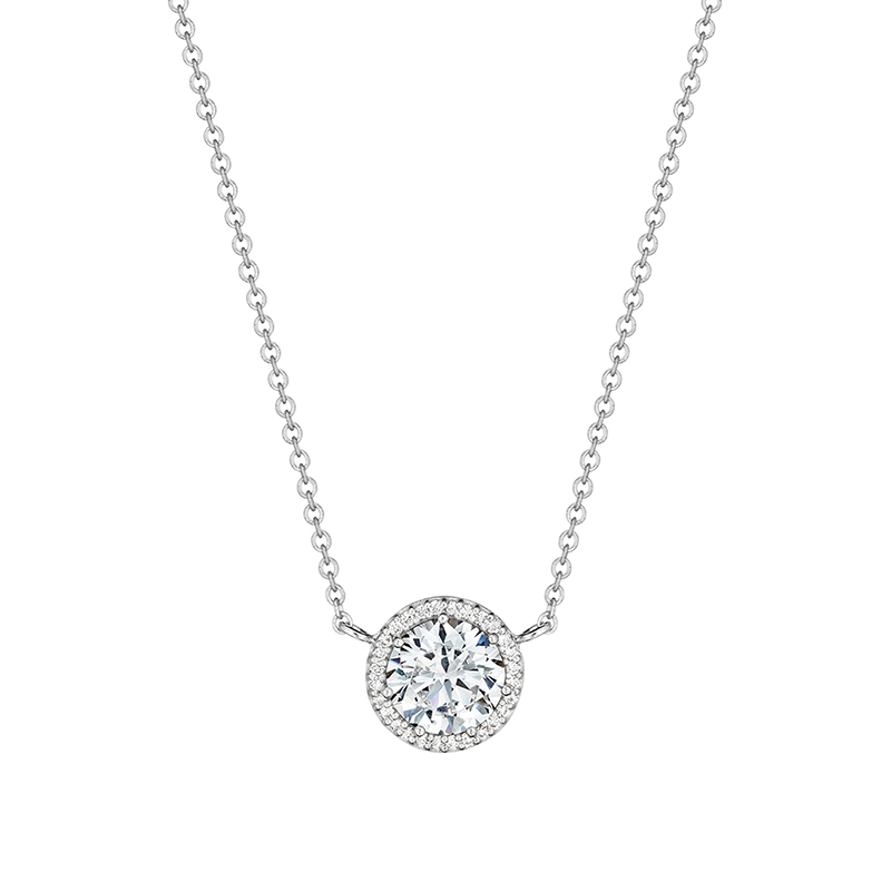 Tacori's 18K White Gold Diamond Halo Necklace