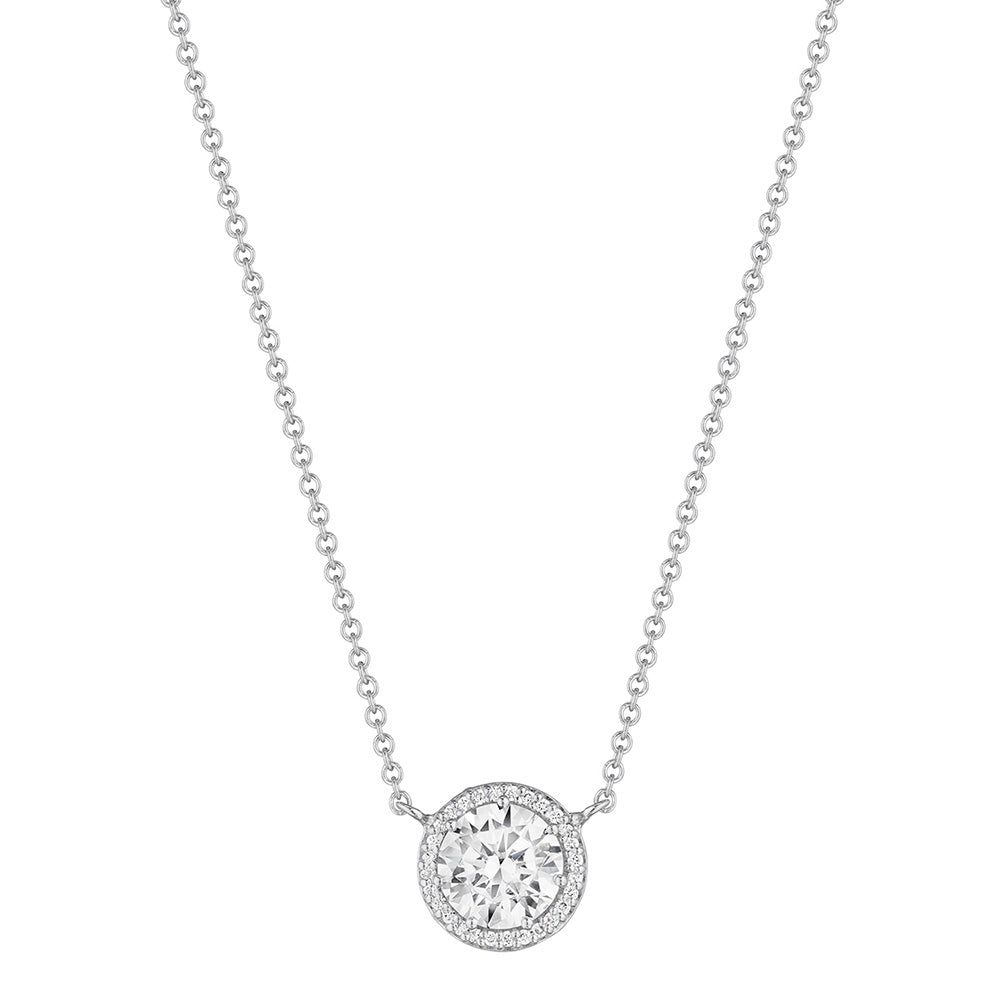 Tacori's 18K White Gold Diamond Halo Necklace - 16"