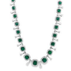 Jai's 18K White Gold Emerald & Diamond-lined Necklace