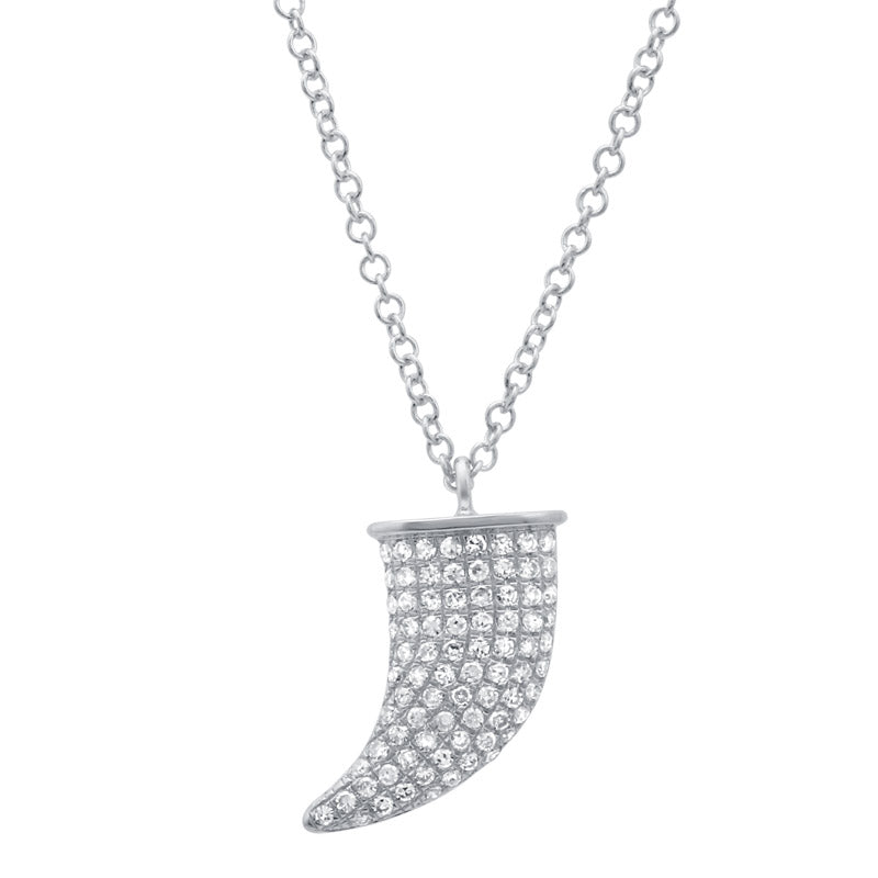 Jai's 14K White Gold Curved Horn Diamond Necklace - 18"