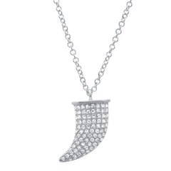 Jai's 14K White Gold Curved Horn Diamond Necklace - 18"