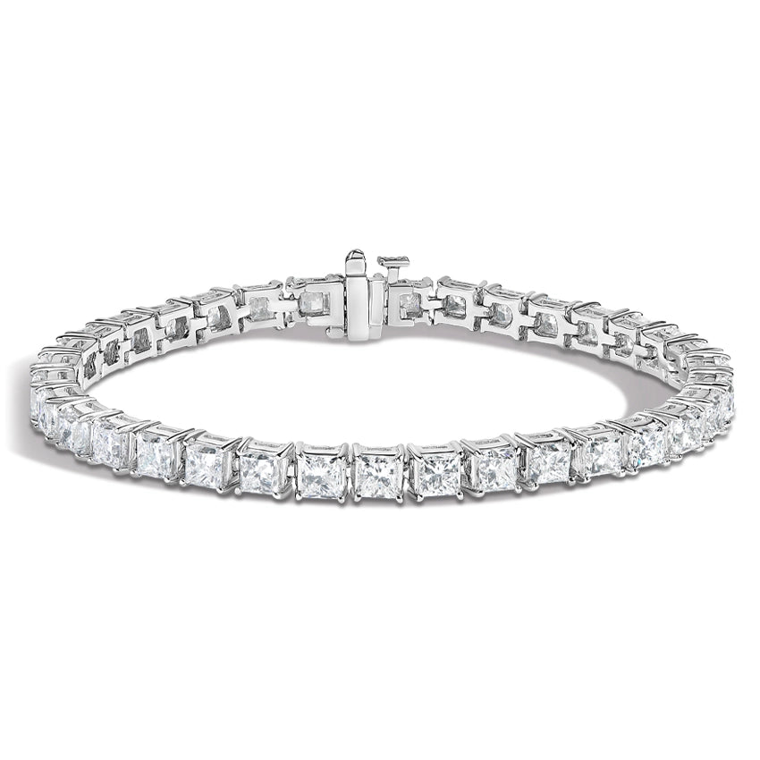 Hans Krieger's 18K White Gold 14-carat Princess-cut Diamond Tennis Bracelet - 7"