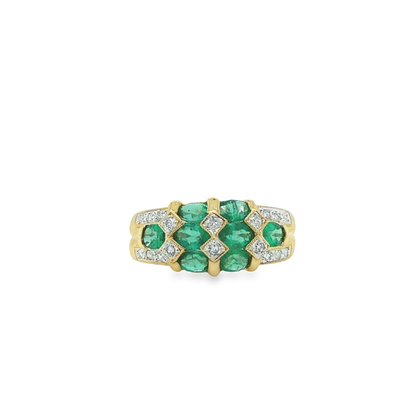 Jai's 14K Yellow Gold Oval Emerald & Diamond Ring