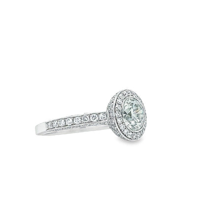 Hans Krieger's 18K White Gold Halo Diamond Engagement Ring