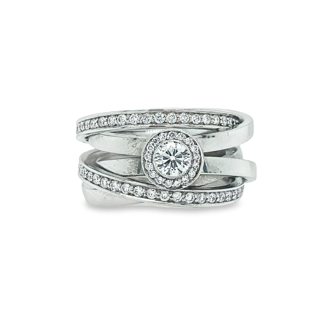 Hans Krieger's 18K White Gold Multi-row Halo Diamond Ring