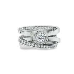Hans Krieger's 18K White Gold Multi-row Halo Diamond Ring