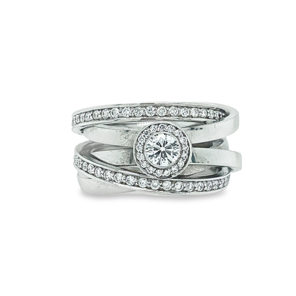 Hans Krieger's 18K White Gold Multi-row Halo Diamond Ring
