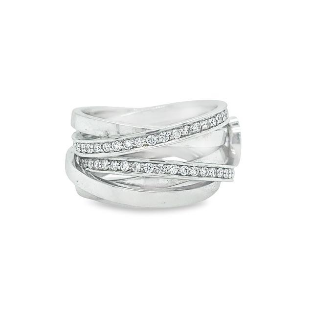 Hans Krieger's 18K White Gold Multi-row Halo Diamond Ring