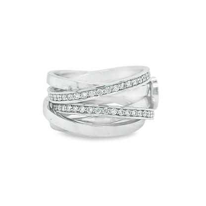 Hans Krieger's 18K White Gold Multi-row Halo Diamond Ring