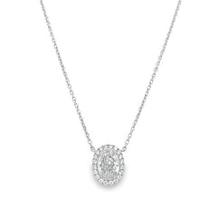 Hans Krieger's 18K White Gold Oval Diamond Halo Necklace - 16"