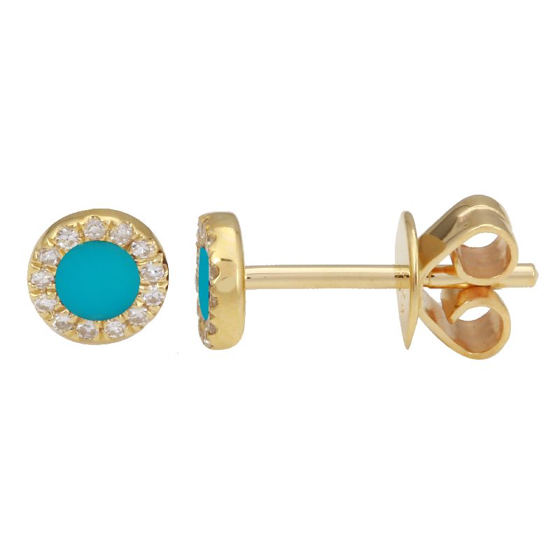 Jai's 14K Yellow Gold Turquoise & Diamond Studs