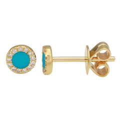 Jai's 14K Yellow Gold Turquoise & Diamond Studs
