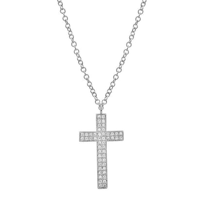 Jai's 14K White Gold Diamond Cross Necklace - 18"