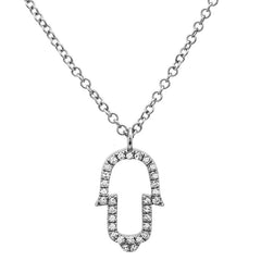 Jai's 14K White Gold Diamond Hamsa Hand Necklace - 18"