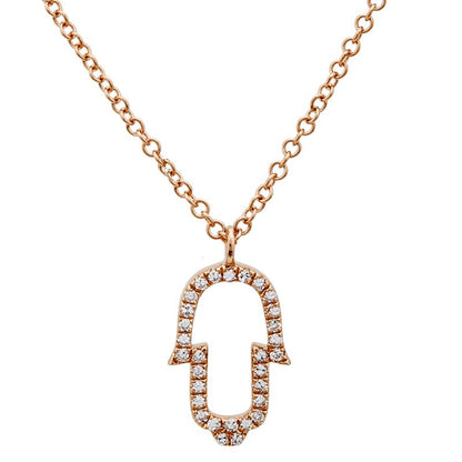 Jai's 14K Rose Gold Diamond Hamsa Hand Necklace - 18"