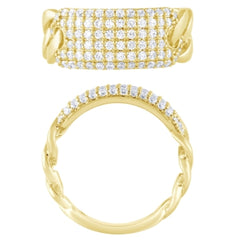 Morris & David’s 14K Yellow Gold Diamond Pave Cuban Bar Ring