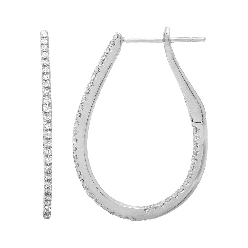 Jai's 14K White Gold Diamond Oval Inside-out Hoops
