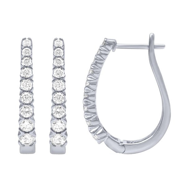Morris & David’s 14K White Gold 1-carat Diamond Oval Hoops