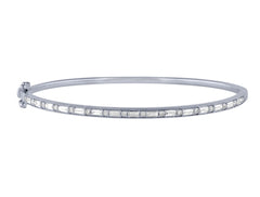 Morris & David's 14K White Gold Baguette-cut Diamond Bangle