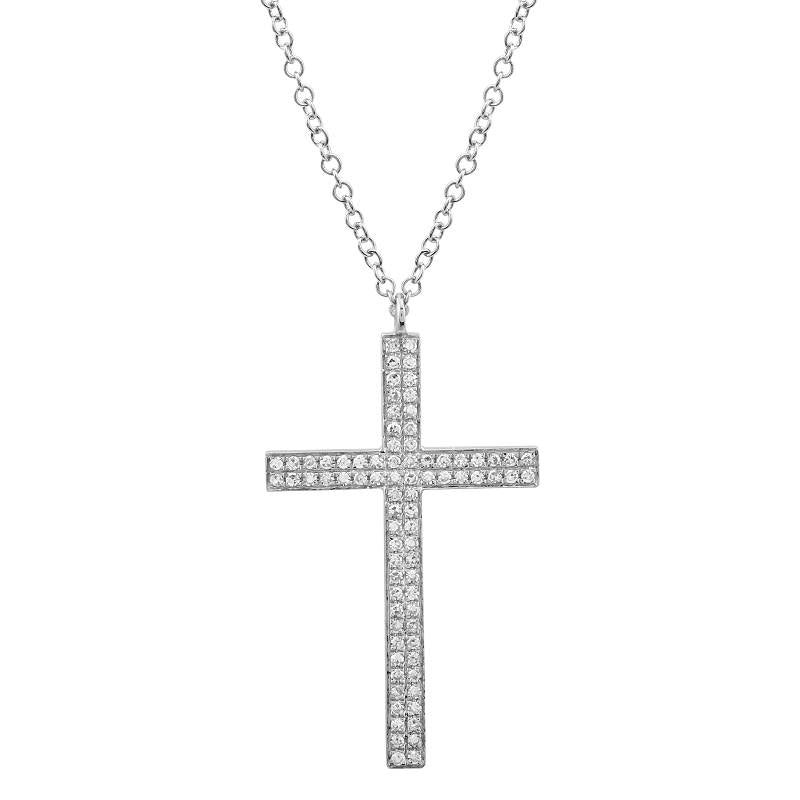 Jai's 14K White Gold Diamond Cross Necklace - 18"