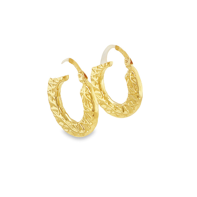 Jai's 14K Yellow Gold Engraved Criss-cross Hoops