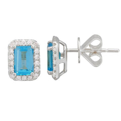 Jai's 14K White Gold Blue Topaz & Diamond Studs