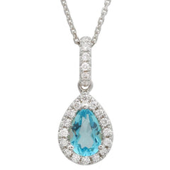 Jai's 14K White Gold Teardrop-cut Blue Topaz & Diamond Necklace