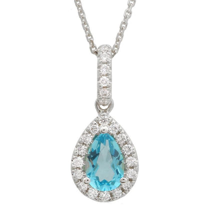 Jai's 14K White Gold Diamond & Teardrop-cut Blue Topaz Necklace