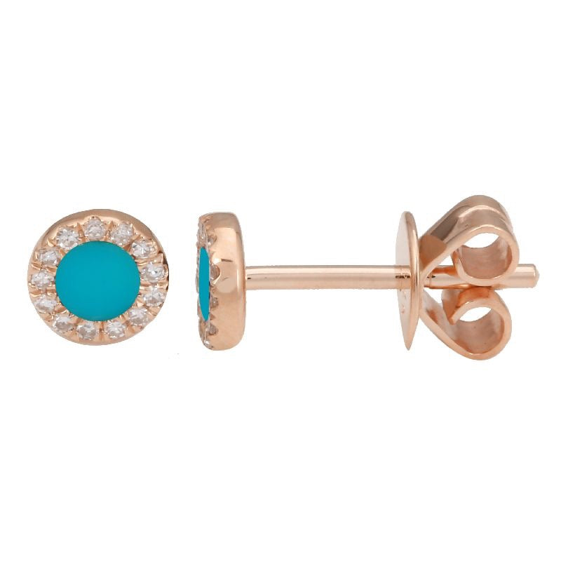 Jai's 14K Rose Gold Turquoise & Diamond Studs