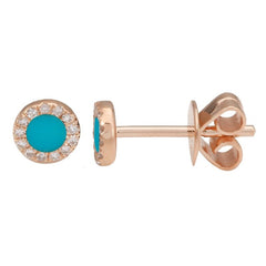 Jai's 14K Rose Gold Turquoise & Diamond Studs