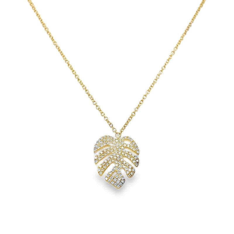 Jai's 14K Yellow Gold Diamond Palm Leaf Necklace