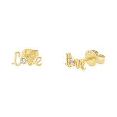 Jai's 14K Yellow Gold Diamond Love Studs