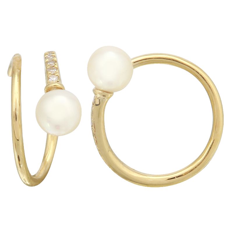 Jai's 14K Yellow Gold Petite Diamond & Pearl Hoops