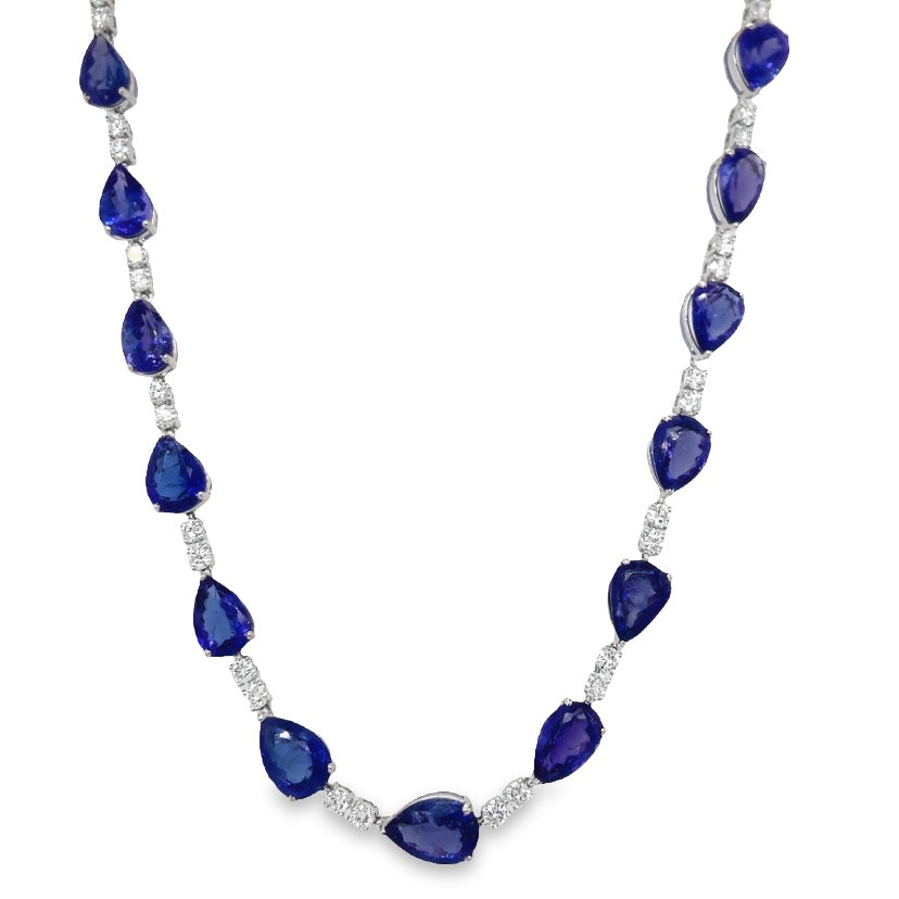 Jai's 14K White Gold Teardrop Tanzanite & Diamond Necklace
