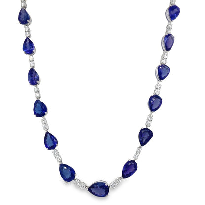 Jai's 14K White Gold Teardrop Tanzanite & Diamond Necklace