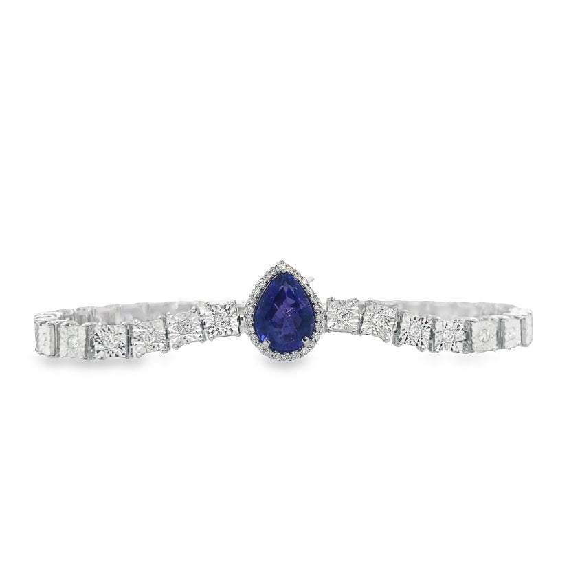 Jai's 14K White Gold Teardrop Tanzanite & Diamond Bracelet