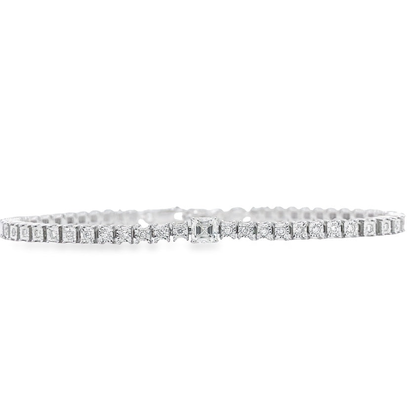 Jai's 14K White Gold 1-carat Princess-cut Diamond Tennis Bracelet