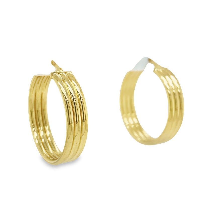 Jai's 14K Yellow Gold Medium Triple-banded Hoops