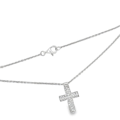 Hans Krieger's 18K White Gold Pave Diamond Cross Necklace