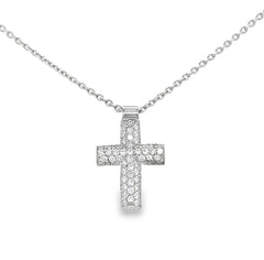 Hans Krieger's 18K White Gold Pave Diamond Cross Necklace