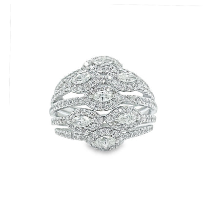 Jai's 18K White Gold Five-row Diamond Ring