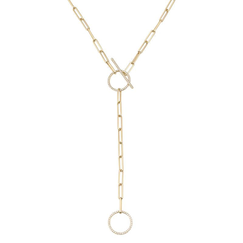Jai's 14K Yellow Gold Diamond Paperclip Lariat Chain