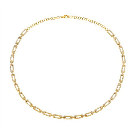 Jai's 14K Yellow Gold Pave Diamond Link Necklace